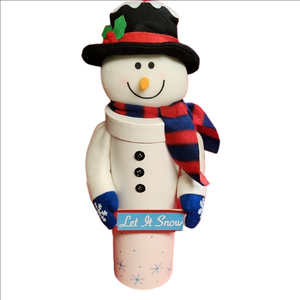 Festive Snowman Decor Contaier with Scarf and Mittens